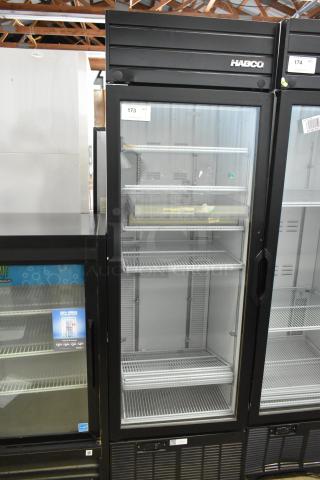 2019 Habco SE18 Metal Commercial Single Door Reach In Cooler Merchandiser w/ Poly Coated Racks. 115 Volts, 1 Phase.