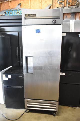 True T-19F Stainless Steel Commercial Single Door Reach In Freezer on Commercial Casters. 115 Volts, 1 Phase.