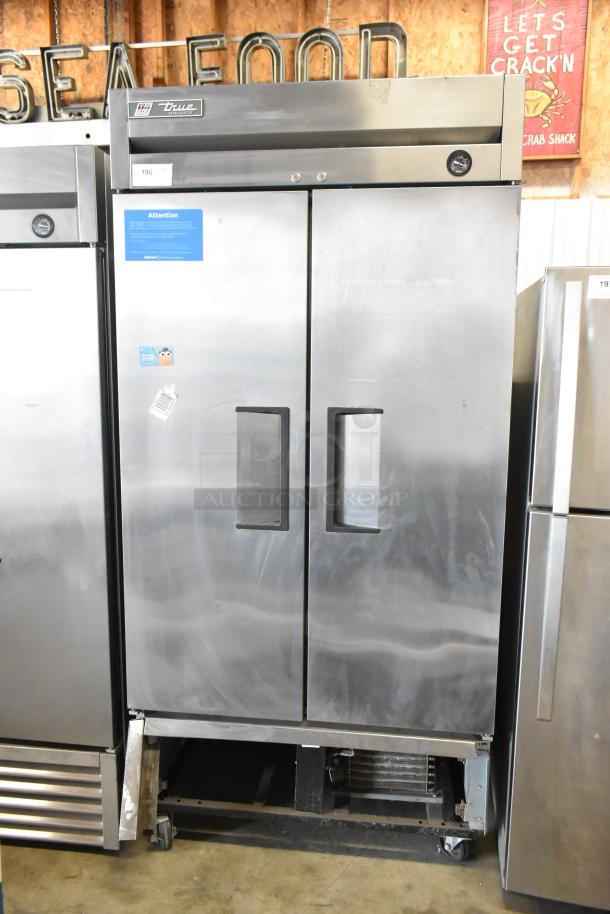 2017 True T-35 Stainless Steel Commercial 2 Door Reach In Cooler w/ Poly Coated Racks on Commercial Casters. 115 Volts, 1 Phase. Cannot Test Due To Cut Power Cord - Image 2 of 8