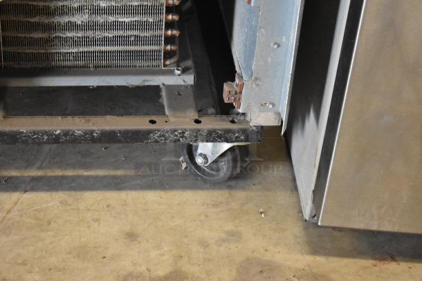 2017 True T-35 Stainless Steel Commercial 2 Door Reach In Cooler w/ Poly Coated Racks on Commercial Casters. 115 Volts, 1 Phase. Cannot Test Due To Cut Power Cord - Image 3 of 8