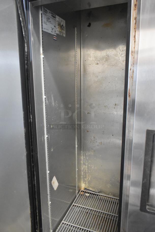 2017 True T-35 Stainless Steel Commercial 2 Door Reach In Cooler w/ Poly Coated Racks on Commercial Casters. 115 Volts, 1 Phase. Cannot Test Due To Cut Power Cord - Image 7 of 8