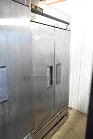 True T-35 Stainless Steel Commercial 2 Door Reach In Cooler w/ Poly Coated Racks. 115 Volts, 1 Phase.