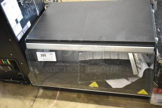 Avantco 177OAM1A 26" Black Countertop Merchandiser with LED Lighting and 1 Shelf. See Pictures for Broken Glass. 120 Volts, 1 Phase.