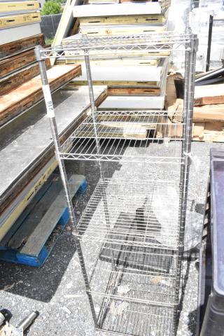 Chrome Finish 5 Tier Wire Shelving Unit. Buyer Must Pick Up - We Will Not Ship This Ite
