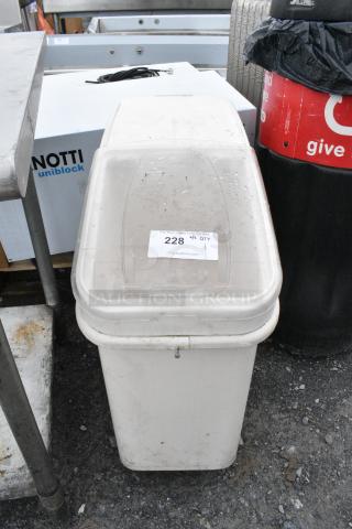 White Poly Ingredient Bin on Commercial Casters.