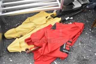 3 Patio Umbrella; 2 Yellow and 1 Red. 3 Times Your Bid!
