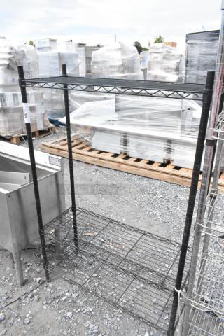 Black Finish 3 Tier Wire Shelving Unit. Buyer Must Pick Up - We Will Not Ship This Item.