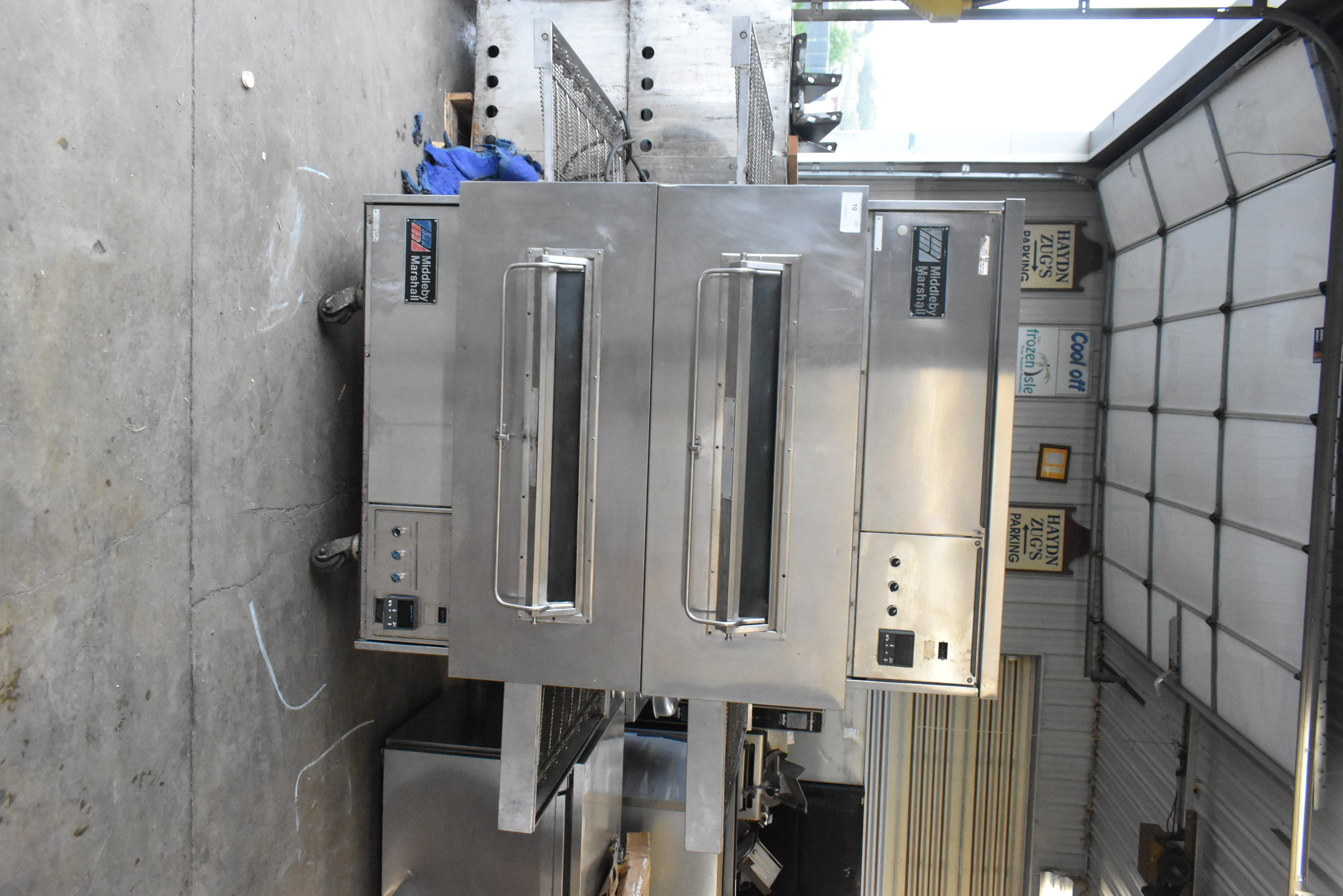 Middleby Marshall PS300WB-4 double stacked conveyor pizza oven showing high-volume configuration