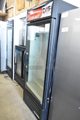 2023 True GDM-26-HC Metal Commercial Single Door Reach In Cooler Merchandiser w/ Poly Coated Racks. 115 Volts, 1 Phase.