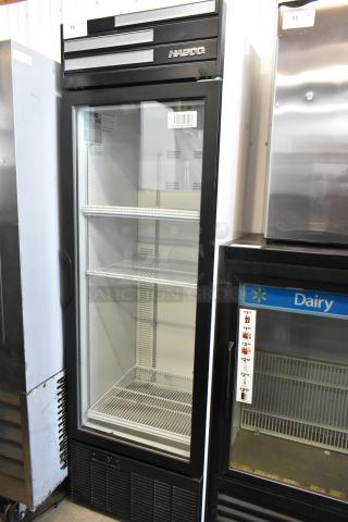 2019 Habco SE18 Metal Commercial Single Door Reach In Cooler Merchandiser w/ Poly Coated Racks. 115 Volts, 1 Phase.