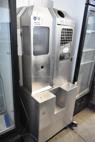Fresh N Squeeze POS-1 Stainless Steel Commercial Floor Style Citrus Juicer on Commercial Casters. 115 Volts, 1 Phase.