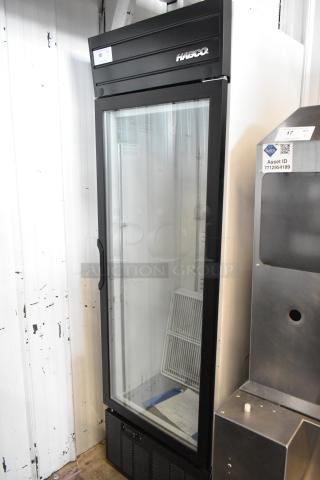 2019 Habco SE18 Metal Commercial Single Door Reach In Cooler Merchandiser w/ Poly Coated Racks. 115 Volts, 1 Phase.