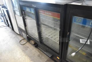 2017 True GDM-41SL-48-HC-LD Metal Commercial 2 Door Reach In Cooler Merchandiser w/ Poly Coated Racks. 115 Volts, 1 Phase.