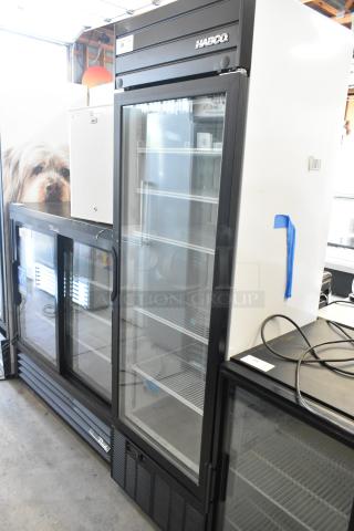 2019 Habco SE18 Metal Commercial Single Door Reach In Cooler Merchandiser w/ Poly Coated Racks. 115 Volts, 1 Phase.
