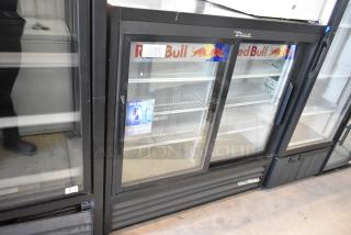 2019 True GDM-41SL-48-HC-LD Metal Commercial 2 Door Reach In Cooler Merchandiser w/ Poly Coated Racks. 115 Volts, 1 Phase.