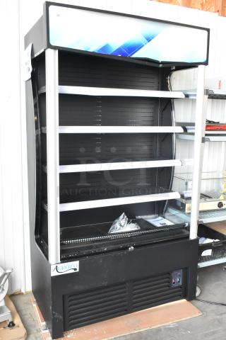 BRAND NEW SCRATCH AND DENT! Avantco 189BVAC46HC 46" Black Refrigerated Air Curtain Merchandiser w/ Metal Shelves. 115 Volts, 1 Phase.
