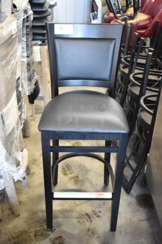 17 BRAND NEW SCRATCH AND DENT! Lancaster Table & Seating 164BSOBBLKFR Sofia Bar Height Black Finish Upholstered Chair w/ 164CUSHWDBK Lancaster Table & Seating 2 1/2" Black Vinyl Seat for Wood Frame Chairs and Bar Stools. 17 Times Your Bid!