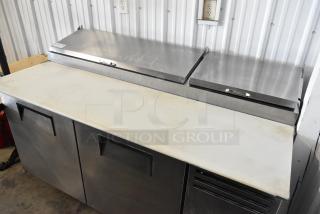 2019 True TPP-AT-67-HC Stainless Steel Commercial Pizza Prep Table on Commercial Casters. 115 Volts, 1 Phase. - Item #1187710
