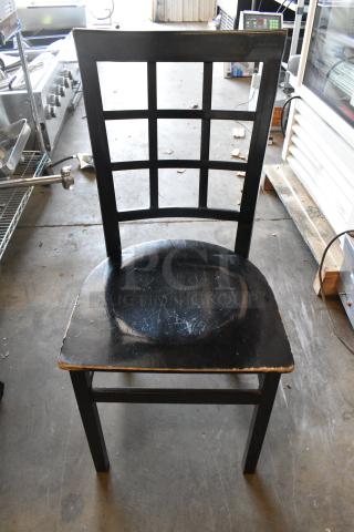 2 Black Wood Pattern Window Back Dining Height Chair. 2 Times Your Bid!