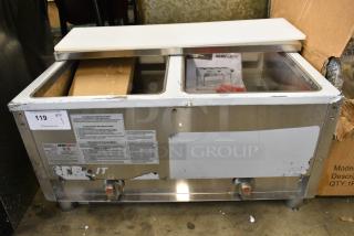 BRAND NEW SCRATCH AND DENT! 2024 ServIt 423GST2WENG Two Pan Open Well Natural Gas Steam Table with Undershelf - 7000 BTU