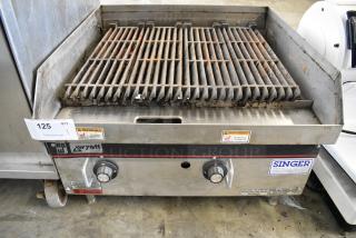 APW Wyott Stainless Steel Commercial Countertop Gas Charbroiler Grill.