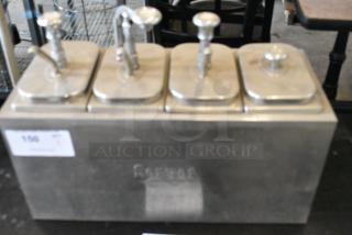 Server Stainless Steel Countertop Rail w/ 4 Drop Ins and Lids.