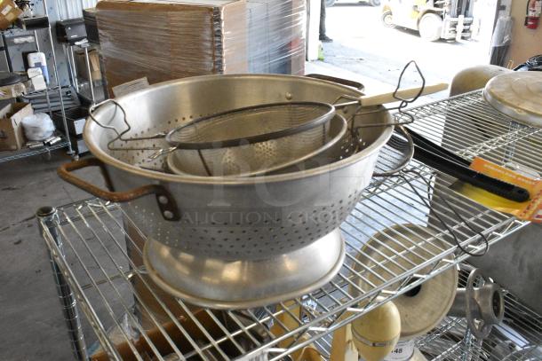 ALL ONE MONEY! Tier Lot of Various Items Including Metal Colander, Strainers and Skimmer - Image 2 of 4