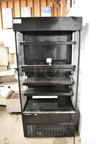 BRAND NEW SCRATCH AND DENT! Hussmann MDN3575B1A Metal Commercial 35" Black Vertical Open Air Curtain Merchandiser. 120/250 Volts, 1 Phase.