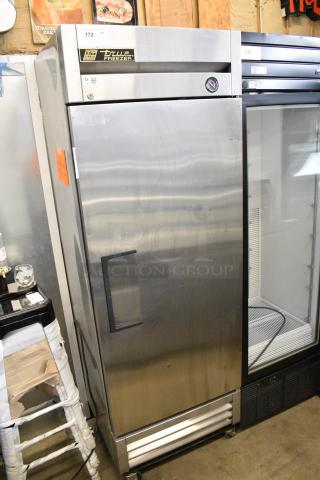 True T-19F Stainless Steel Commercial Single Door Reach In Freezer on Commercial Casters. 115 Volts, 1 Phase.