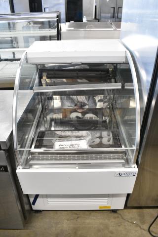 BRAND NEW SCRATCH AND DENT! Avantco 193HAC28W HAC-28 28" White Horizontal Air Curtain Merchandiser with 1 Shelf and LED Lighting - 115 Volts, 1 Phase.