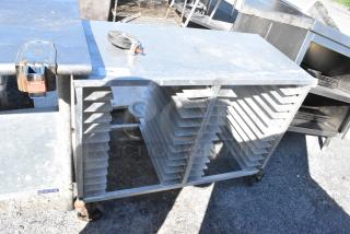 Metal Commercial Double Pan Transport Rack on Commercial Casters.