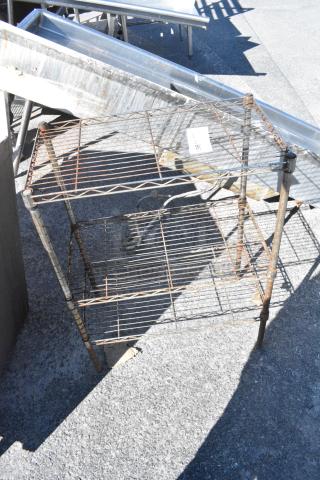 Chrome Finish 3 Tier Wire Shelving Unit. BUYER MUST DISMANTLE. PCI CANNOT DISMANTLE FOR SHIPPING. PLEASE CONSIDER FREIGHT CHARGES.