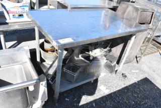 Stainless Steel Table w/ Metal Under Shelf w/ Contents Including Stainless Steel Drop In Bins
