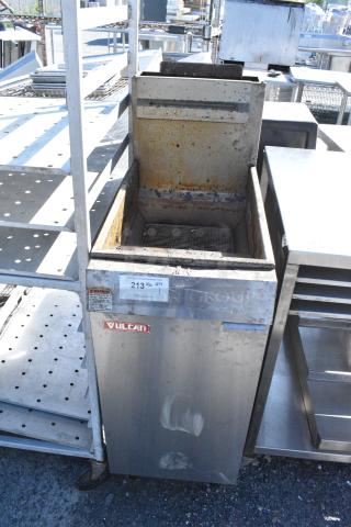 Vulcan FF3 Stainless Steel Commercial Floor Style Propane Gas Powered Deep Fat Fryer. 90,000 BTU.