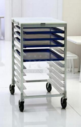 Excellent Condition Aluminum Tray Rack – 10-Slot – Heavy-Duty with Casters
