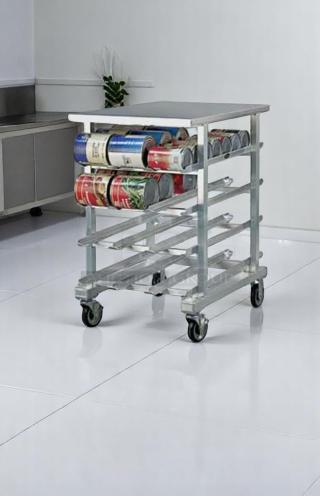 Excellent Condition Mobile Can Rack – NewAge Industrial – 37"W x 23"D x 36"H – Heavy-Duty Aluminum