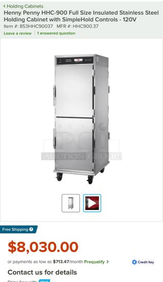 NEW! HOLDING CABINET – Henny Penny HHC900.24 – Brand New in Box