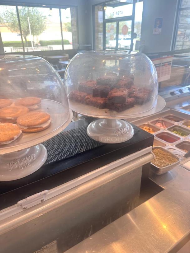 Excellent Condition Cake Display Stands with Dome Covers – White Ceramic Base – Fully Inspected & Presentable! - Image 3 of 3