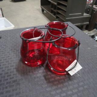 NEW Red Candle Holder. 3XBID