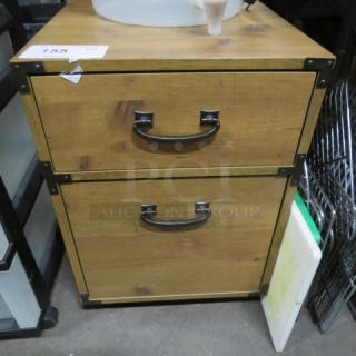 One 2 Drawer File Cabinet On Casters. 15.5X20X22