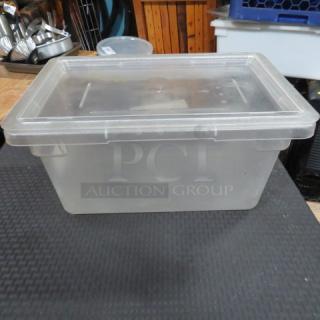 One 5 Gallon Food Storage Container With Lid.
