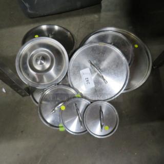 One Mega Lot Of Assorted Size Stainless Steel Lids.