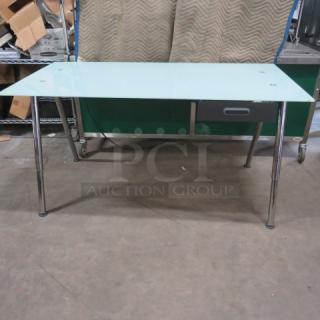 One Metal/Glass Desk With 1 Drawer. 63X31.5X32