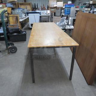 One Wooden Table With Metal Legs. 96X32X31