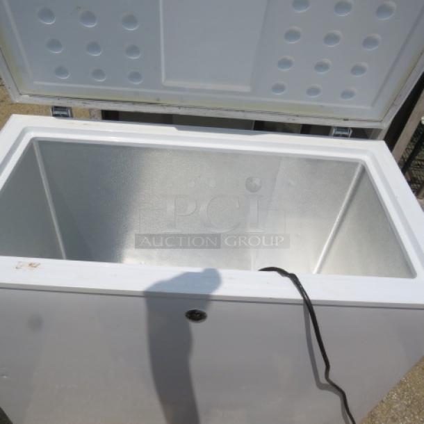 One General Electric Chest Freezer. 115 Volt. Model# FCM7SHBWW. 37X21X34 - Image 2 of 2