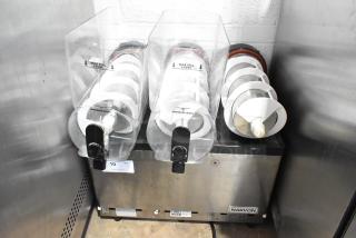 2022 Narvon 378SM3 Stainless Steel Commercial Countertop 3 Hopper Slushie Machine. Missing 1 Hopper and 3 Lids. 115 Volts, 1 Phase.