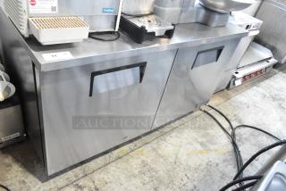 2017 True TUC-60-LP-HC Stainless Steel Commercial 2 Door Undercounter Cooler on Commercial Casters. 115 Volts, 1 Phase.