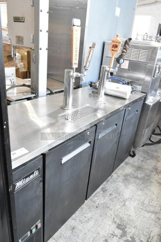 Migali C-DD72-3-HC Metal Commercial Direct Draw Kegerator w/ 2 Beer Towers and 4 Tap Handles. 115 Volts, 1 Phase.