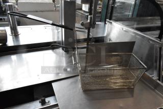 4 BRAND NEW SCRATCH AND DENT! 190FB1466 13 1/2" x 6 1/4" x 6" Half Size Fryer Basket with Back Hook. 4 Times Your Bid!