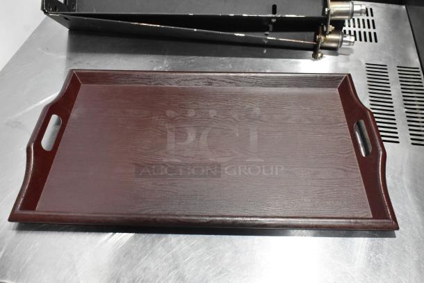 BRAND NEW SCRATCH AND DENT! GET RST-2516-M 26 1/2" x 16 1/2" Hardwood Room Service Tray - Mahogany - Image 1 of 5